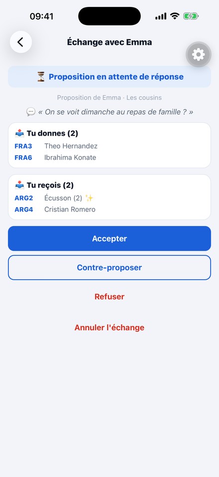 Propose un échange 3 contre 3